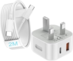 Picture of 20W USB-C Fast Charger Plug with 2M Cable – PD 3.0 Fast Charging Wall Adapter for iPhone 17/16/15 & Samsung Galaxy S25/S24