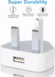 Picture of UK 3-Pin USB Wall Charger Adapter – Single USB-A Mains Plug for Smartphones, Tablets & USB Devices (White)