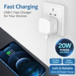 Picture of 20W USB-C Fast Charger Plug with 2M Cable – Dual Port PD Fast Charging Adapter for iPhone 17/16/15, Samsung Galaxy & USB-C Devices