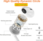 stereo hifi sound wired earbuds close view