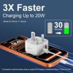 Picture of 20W USB-C Fast Charger Plug with 2M Cable – PD 3.0 Fast Charging Wall Adapter for iPhone 17/16/15 & Samsung Galaxy S25/S24