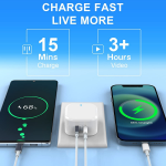 Picture of 20W USB-C PD Fast Charger Plug – Dual Port USB-C & USB-A Wall Adapter for iPhone, Samsung & USB Devices