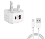 Picture of 20W USB-C PD Fast Charger Plug – Dual Port USB-C & USB-A Wall Adapter for iPhone, Samsung & USB Devices