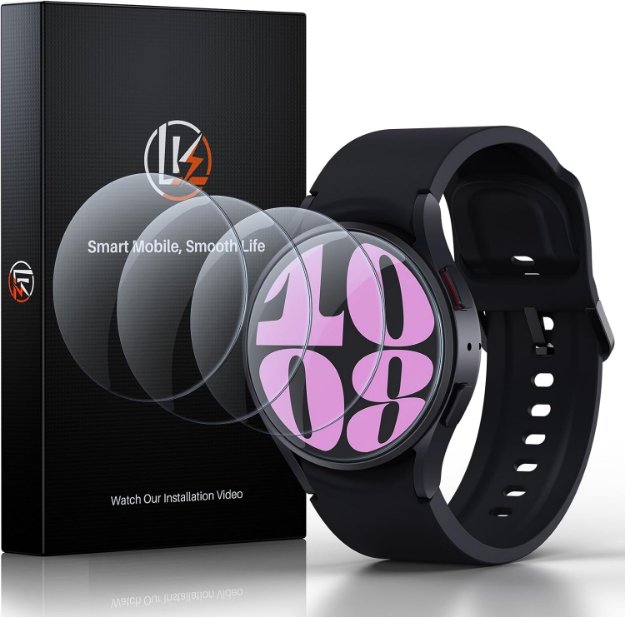 Samsung Galaxy Watch 7 40mm tempered glass screen protector installed