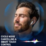 Pearl white in ear wireless headphones with charging case