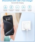 Picture of 2 Pack  20W PD USB C Charger Plug Fast Charge with 3M USB C Cable for iPhone– Fast Charging Lightning Cable UK