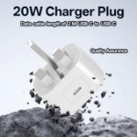Picture of 20W iPhone Charger Plug USB-C PD Fast Charging Adapter UK – Type-C Power Adapter  with 2M USBC to Type-C Charging Cable
