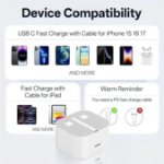 Picture of 20W iPhone Charger Plug USB-C PD Fast Charging Adapter UK – Type-C Power Adapter  with 2M USBC to Type-C Charging Cable