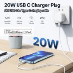 Picture of 20W iPhone Charger Plug USB-C PD Fast Charging Adapter UK – Type-C Power Adapter  with 2M USBC to Type-C Charging Cable