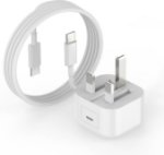 Picture of 20W iPhone Charger Plug USB-C PD Fast Charging Adapter UK – Type-C Power Adapter  with 2M USBC to Type-C Charging Cable