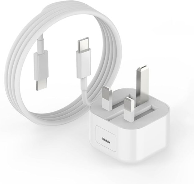 Picture of 20W iPhone Charger Plug USB-C PD Fast Charging Adapter UK – Type-C Power Adapter  with 2M USBC to Type-C Charging Cable