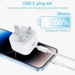 Picture of 20W iPhone Charger Fast Charging Plug with 2M Lightning Cable – USB-C PD Adapter UK