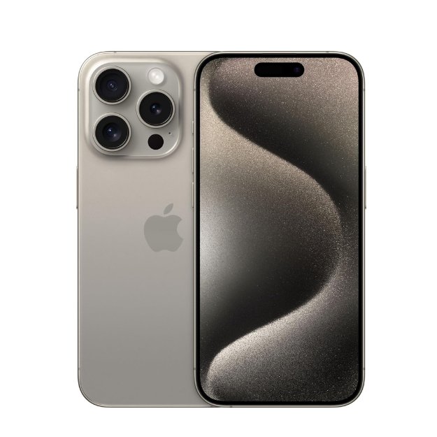 Apple iPhone 15 Pro Natural Titanium front display view
