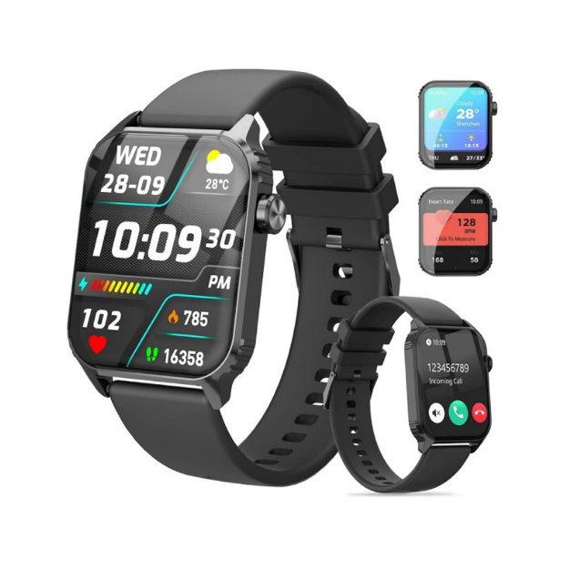 Text: Smart watch front view HD display