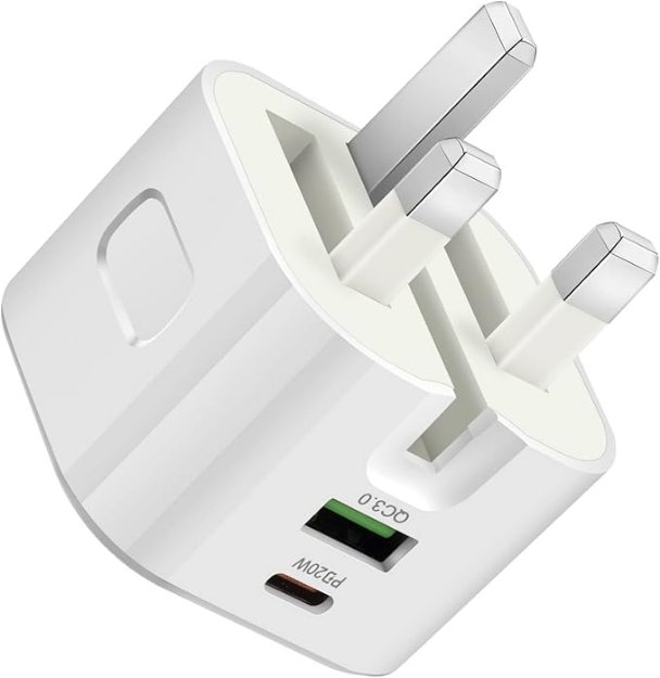 Picture of 20W Dual Port iPhone Charger Plug USB-A & USB-C – PD Fast Charging Adapter UK