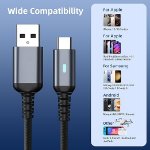 Picture of 2 Pack USB-A to USB-C Cable 6FT Fast Charging – Braided Type C Charger Cable UK