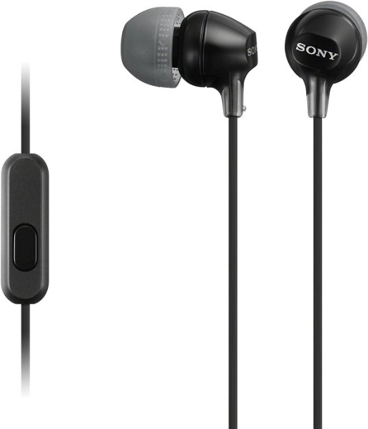 black in ear earphones with microphone