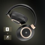 Wireless over ear headphones with cushioned ear cups