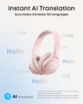 Foldable over ear headphones pink color