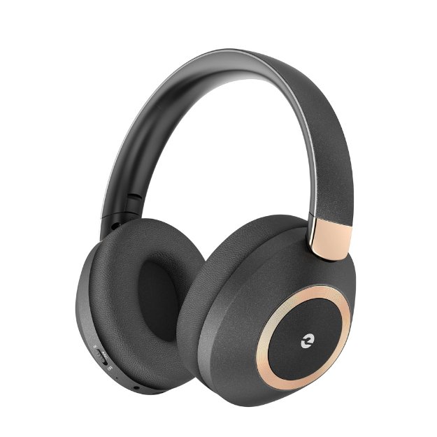 Over ear noise cancelling wireless headphones black gold