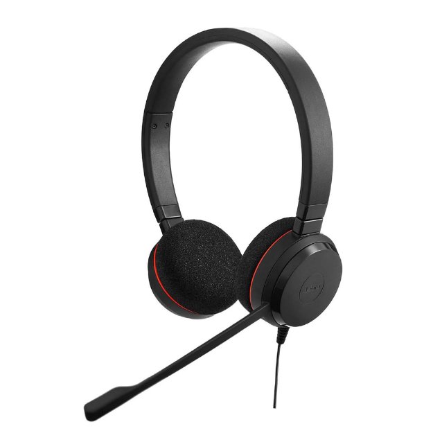 Black USB stereo office headset with microphone