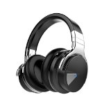 Black wireless over ear noise cancelling headphones