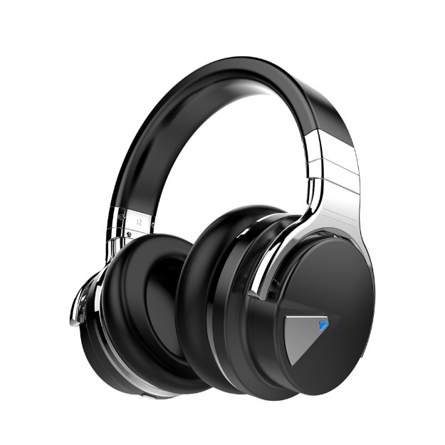 Black wireless over ear noise cancelling headphones