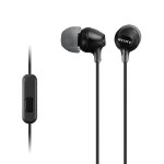black in ear earphones with microphone