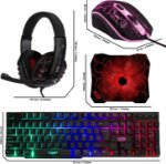 Picture of Gaming Keyboard and Mouse with Mouse pad and Gaming Headset, Wired LED RGB Backlight Bundle for PC Gamers Users - 4 in 1 Gift Box Edition