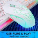Picture of White RGB Gaming Keyboard and Mouse Combo Wired UK Layout Ergonomic Set