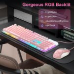 Picture of Pink RGB Gaming Keyboard and Mouse Combo Wired Full Size Ergonomic Set