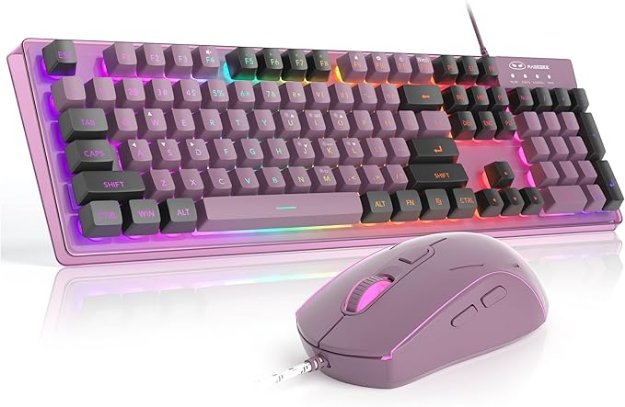 Picture of RGB Gaming Keyboard and Mouse Combo Blackcurrant Wired 104 Keys LED Set