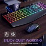 Picture of Wireless Keyboard and Mouse Set 9 RGB Backlit Effects, Wrist Rest, 2.4G Rechargeable Ergonomic Keyboard with Phone Holder, Silent Keyboard Mouse Combo 