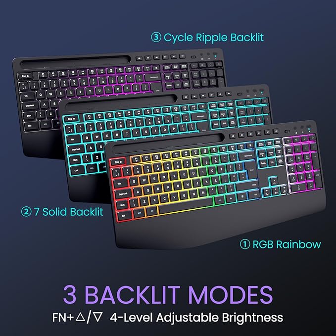 Wireless RGB Keyboard Mouse Combo Rechargeable Backlit Set. Buy ...