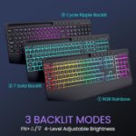 Picture of Wireless Keyboard and Mouse Set 9 RGB Backlit Effects, Wrist Rest, 2.4G Rechargeable Ergonomic Keyboard with Phone Holder, Silent Keyboard Mouse Combo 