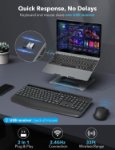 Picture of Wireless Keyboard and Mouse Combo, Full-Size Ergonomic Keyboard with Wrist Rest, Phone Holder, Sleep Mode, Silent 2.4GHz Cordless Set