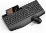 Picture of Wireless Keyboard and Mouse Combo, Full-Size Ergonomic Keyboard with Wrist Rest, Phone Holder, Sleep Mode, Silent 2.4GHz Cordless Set