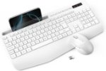 Picture of Wireless Keyboard and Mouse Combo, Full-Size Ergonomic Keyboard with Wrist Rest, Phone Holder, Sleep Mode, Silent 2.4GHz Cordless Set