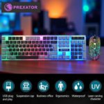 Picture of USB Wired Keyboard and Mouse Set, Luminous LED Lights, Full Size Slim Keyboard, LED Gaming Mouse, Game or Business, UK Layout (Retro)