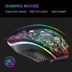 Picture of USB Wired Keyboard and Mouse Set, Luminous LED Lights, Full Size Slim Keyboard, LED Gaming Mouse, Game or Business, UK Layout (Retro)