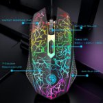 Picture of USB Wired Keyboard and Mouse Set, Luminous LED Lights, Full Size Slim Keyboard, LED Gaming Mouse, Game or Business, UK Layout (Retro)