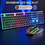 Picture of USB Wired Keyboard and Mouse Set, Luminous LED Lights  Full Size Slim Keyboard LED Gaming Mouse Game or Business, UK Layout