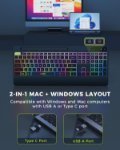 Picture of Wireless Keyboard and Mouse Combo with Rainbow Backlit, Rechargeable Keyboard and Mice Set UK Layout Full Size with 2 in 1 USB C & USB A Dongle and Wirst Rest, Black