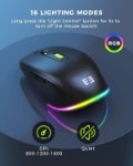 Picture of Wireless Keyboard and Mouse Combo with Rainbow Backlit, Rechargeable Keyboard and Mice Set UK Layout Full Size with 2 in 1 USB C & USB A Dongle and Wirst Rest, Black