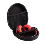 red hard shell over ear headphones case