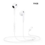YH38 wired earphones white in ear design