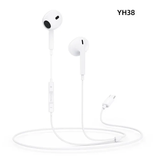 YH38 wired earphones white in ear design