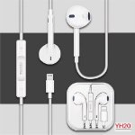 YH20 wired earbuds with microphone close view