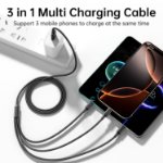 Picture of 2 Pack 3 in 1 Multi Charging Cable 3A Fast Charger 1.25M Nylon Braided USB Cable with Lightning, Micro USB & Type-C for iPhone, Samsung, Android, PS4/PS5