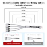 Picture of 4 in 1 Retractable Multi Charging Cable 3A Fast Charger 1M USB Cable with Lightning, Micro USB & USB-C for iPhone, Samsung, Android, PS4/PS5